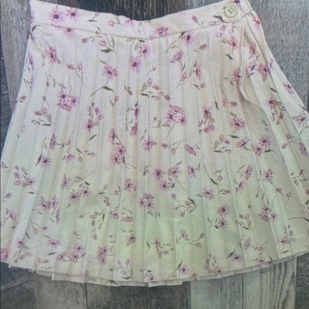 Floral Pleated Kids Skirt - Cream and Pink